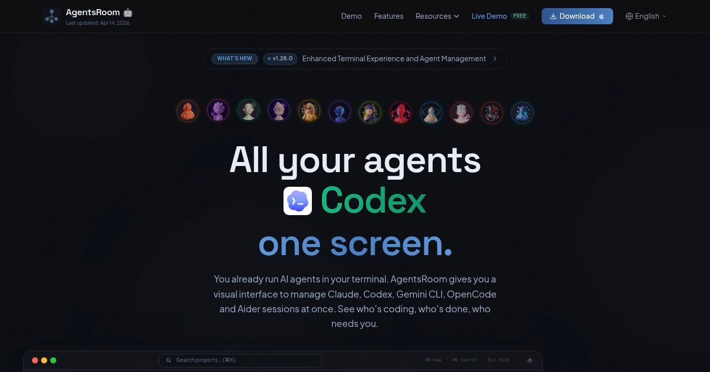 AgentsRoom multi-agent dashboard with role specialization