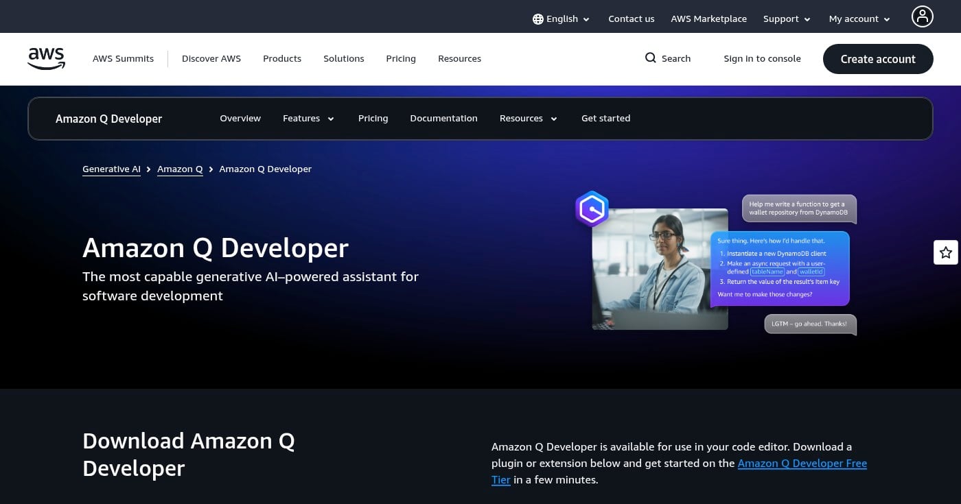 Amazon Q Developer product screenshot