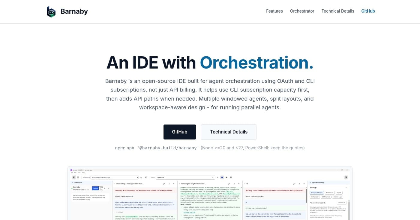 Barnaby IDE with multiple agent panels