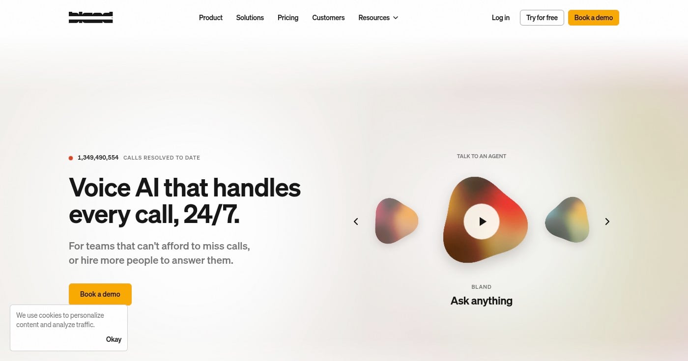 Bland AI homepage