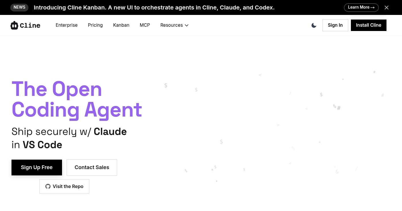 Cline AI coding agent in VS Code