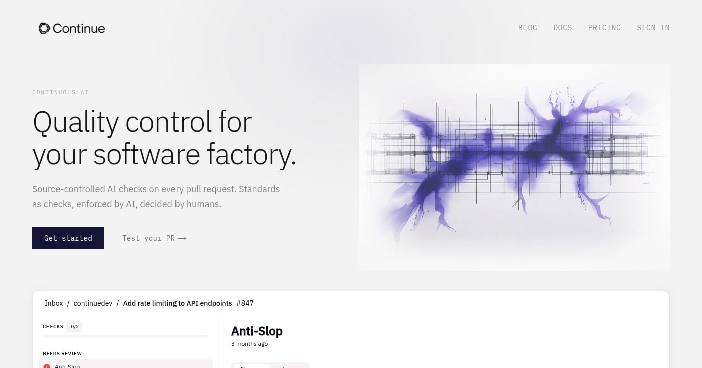 Continue.dev product screenshot