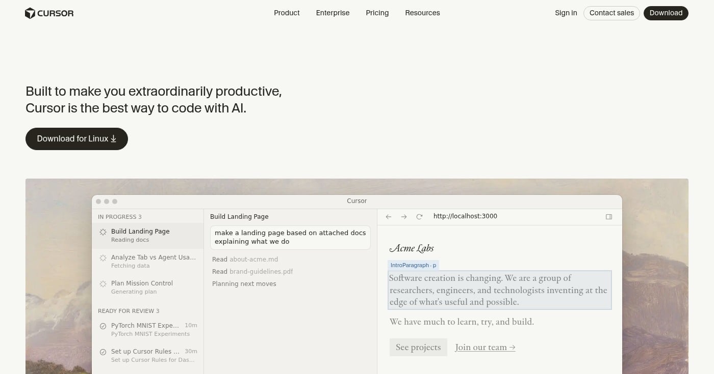 Cursor AI code editor with cloud agents