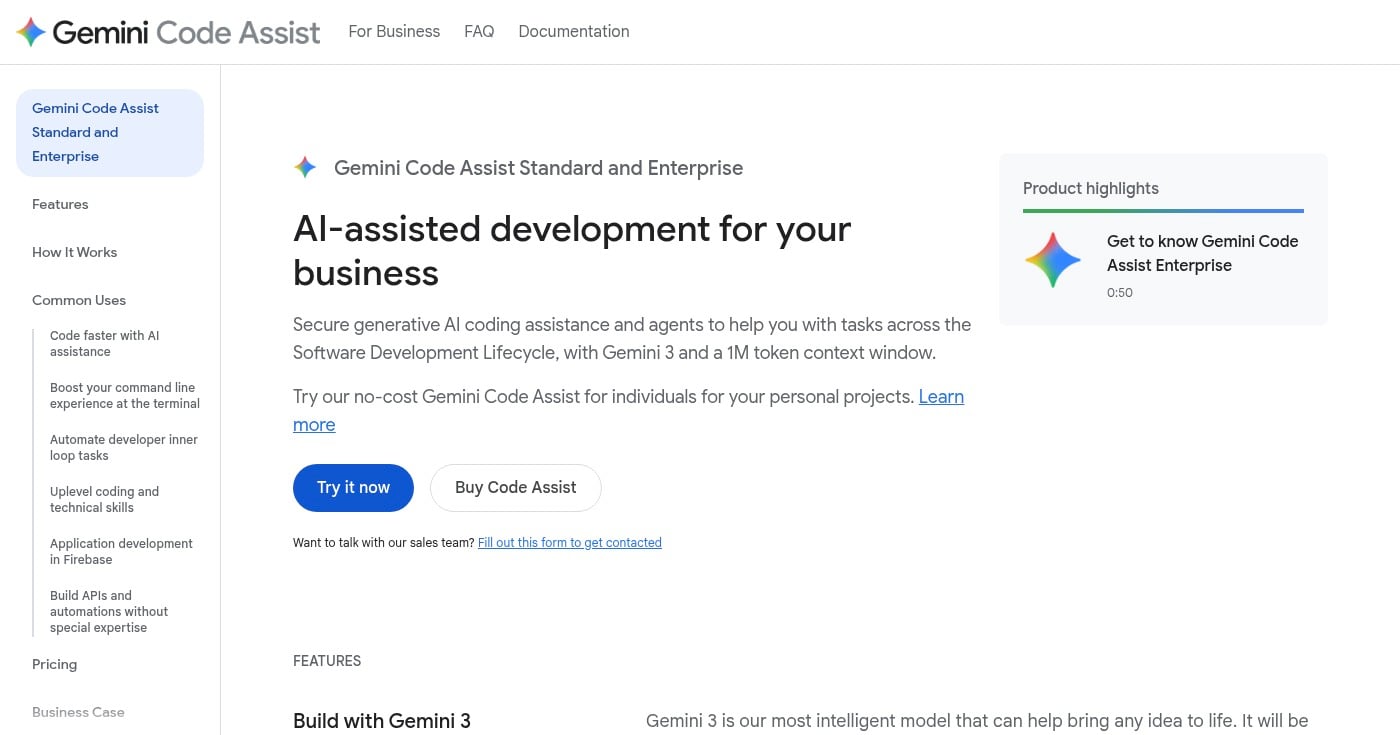 Gemini Code Assist product screenshot
