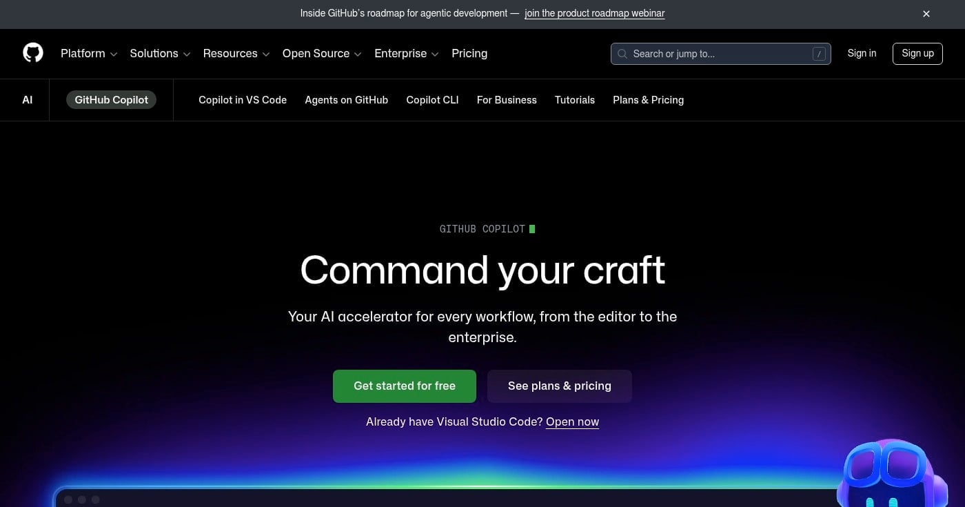 GitHub Copilot homepage