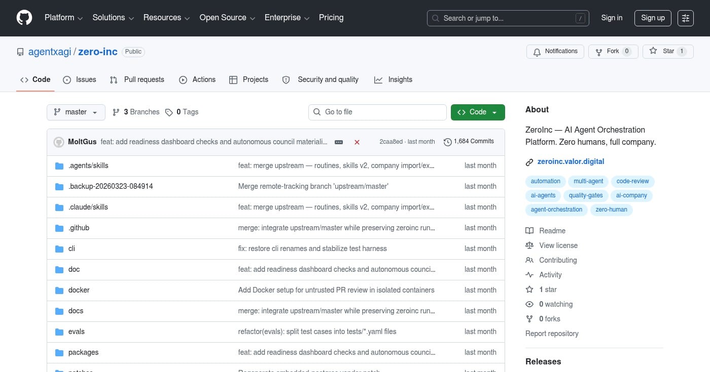 OpenClaw GitHub repository for zero human company framework