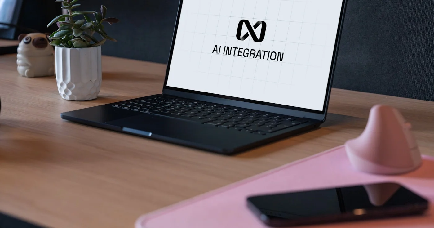 AI solutions for business — a professional uses AI-powered tools at their desk