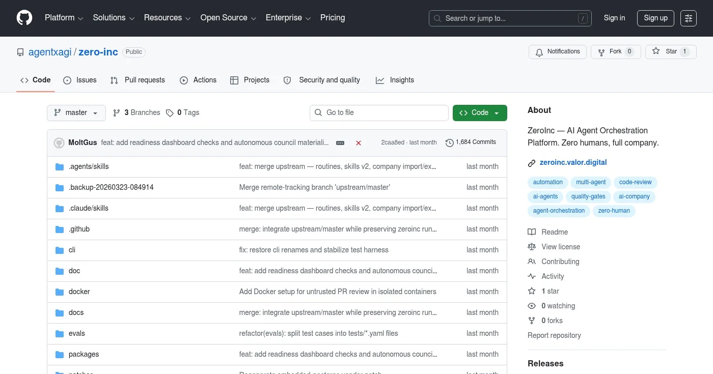 OpenClaw GitHub repository for zero human company framework